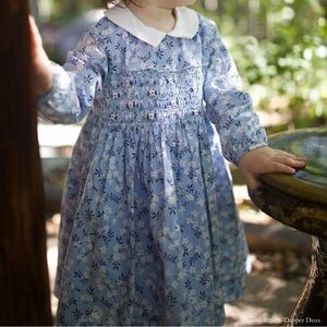 Rachel Riley | Blue Blossom Smocked Dress